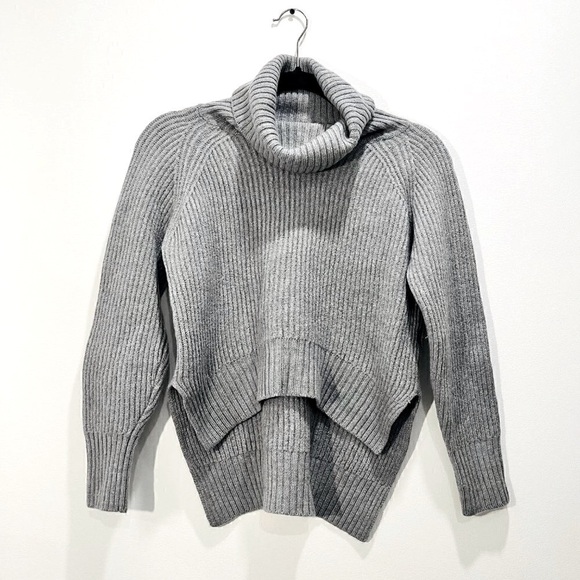 Aritzia Sweaters - Aritzia Wilfred Free 100% Italian Wool Ribbed Hi Lo Cropped  Turtleneck Sweater